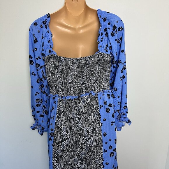 Free People Tigerlily Maxi Dress sz L Long Sleeve Milkmaid Babydoll Patchwork - Picture 6 of 7